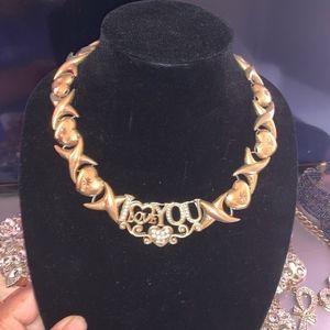 XOXO HEARTS AND KISSES GOLD PLATED NECKLACE
